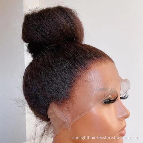 Sunlight Kinky Straight Hd Mink Virgin Brazilian Silky Curly Honey Mongolian Extensions 360 Lace Frontal Wig With Baby Hair
